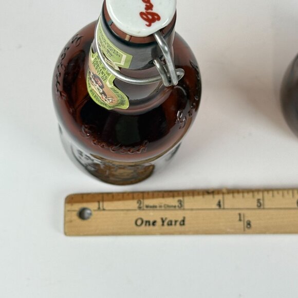 Grolsch 2 Amber Glass Swing Top Bottles Embossed Logo Bar Collectibles Bottles - Picture 8 of 8